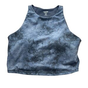 Old Navy Active Powerchill Blue Tie Dye Crop Tank‎ Top Light Support Bra XL- NWT